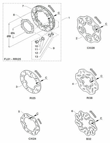 #1 Rear Brake Disc Floating Assembly  80x180x16 G